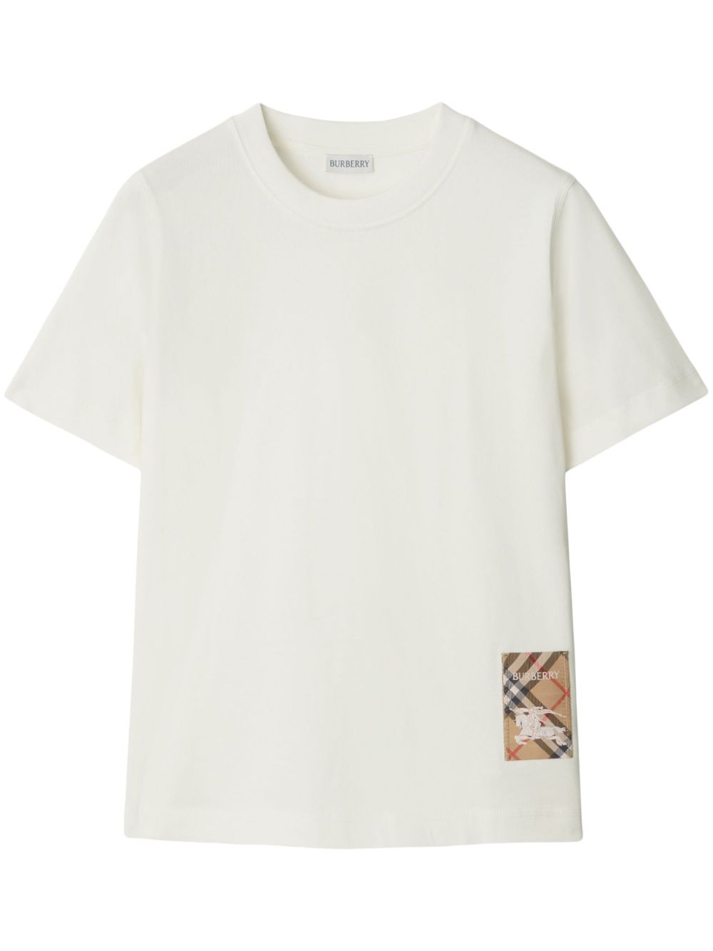 White Check Detail Cotton T-Shirt