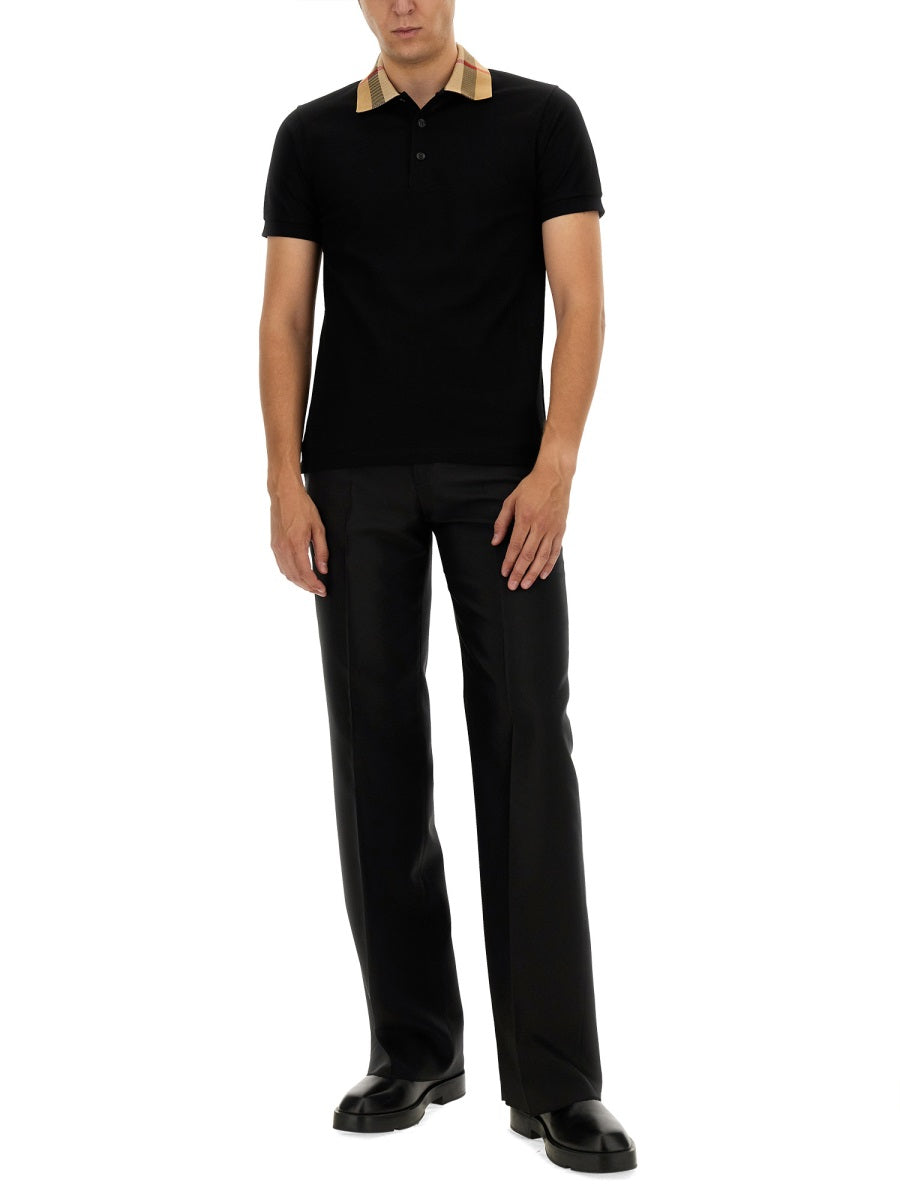 Cotton Plaid Collar Polo Shirt