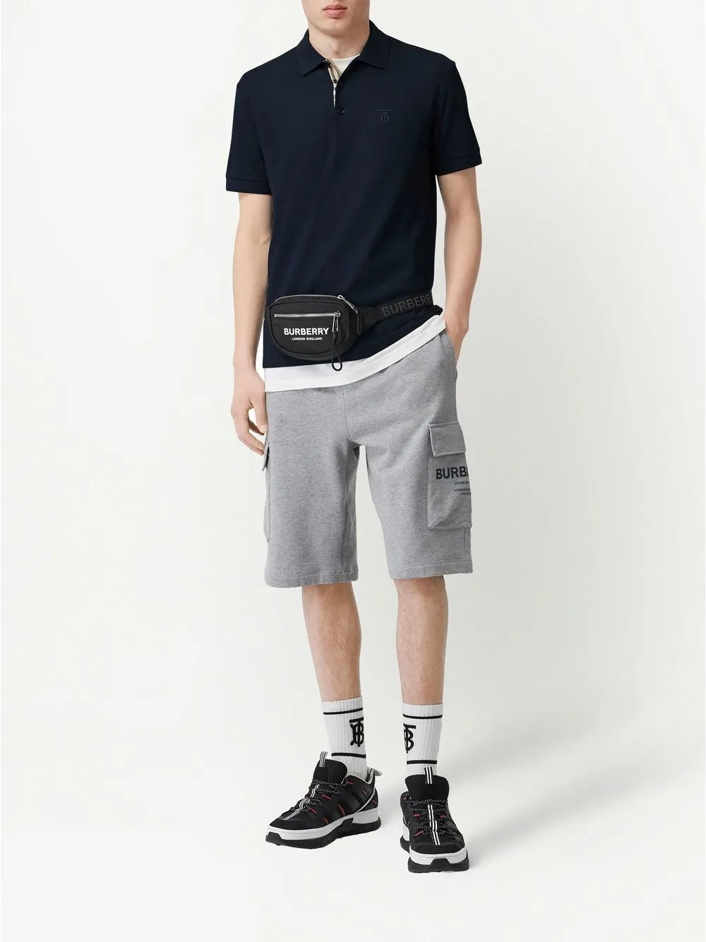 Burberry Monogram Polo Shirt Navy Blue