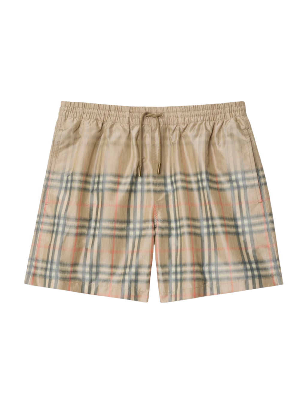 BURBERRY Gradient Check Swim Shorts Sand Beige