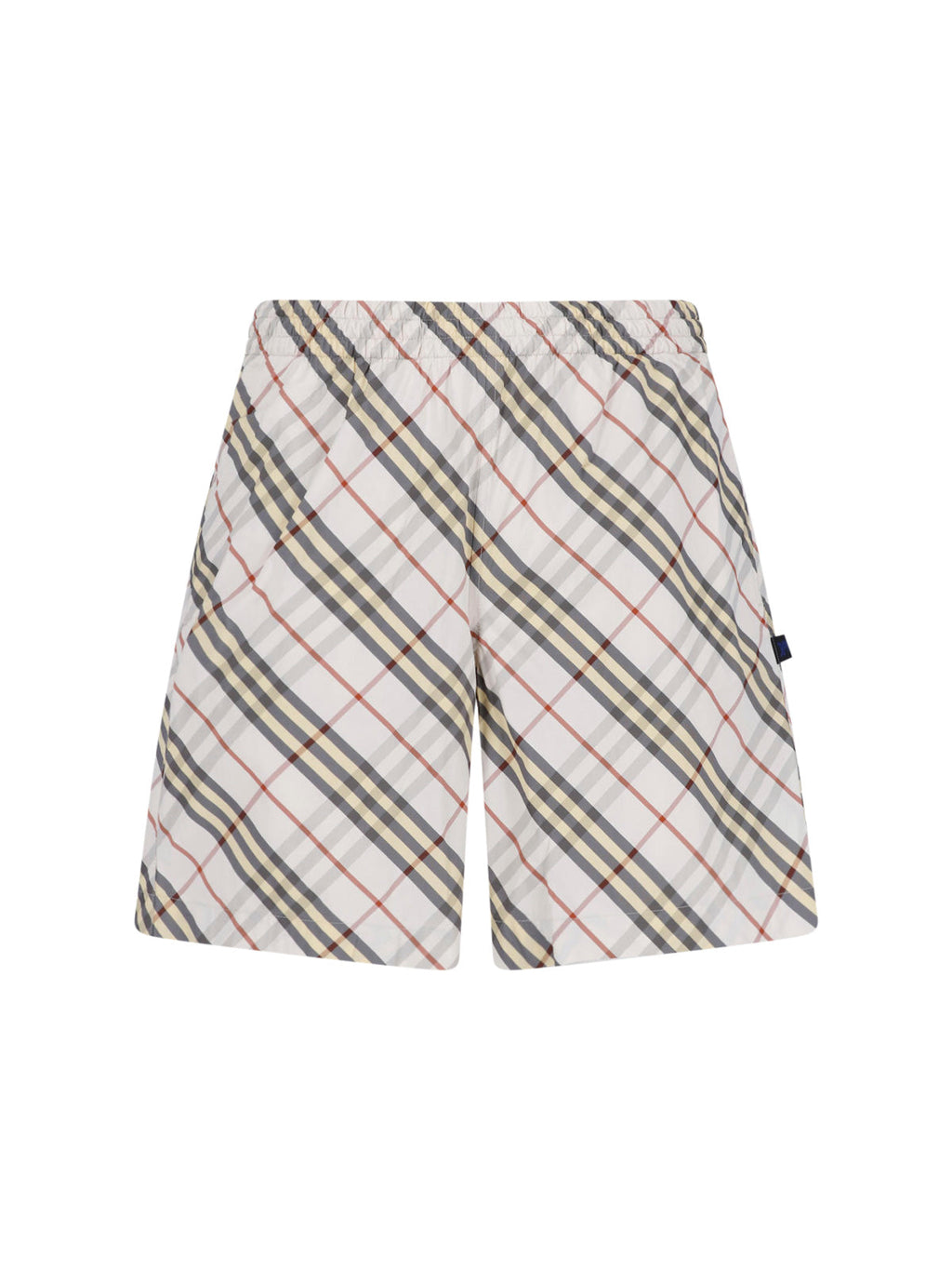 Beige Check Relaxed Drawstring Shorts