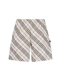 Beige Check Relaxed Drawstring Shorts