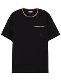 Black Ryan Checkered Trim Cotton T-Shirt