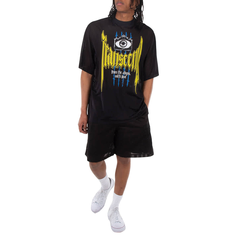 Burberry Slogan Print Nylon Mesh T-shirt