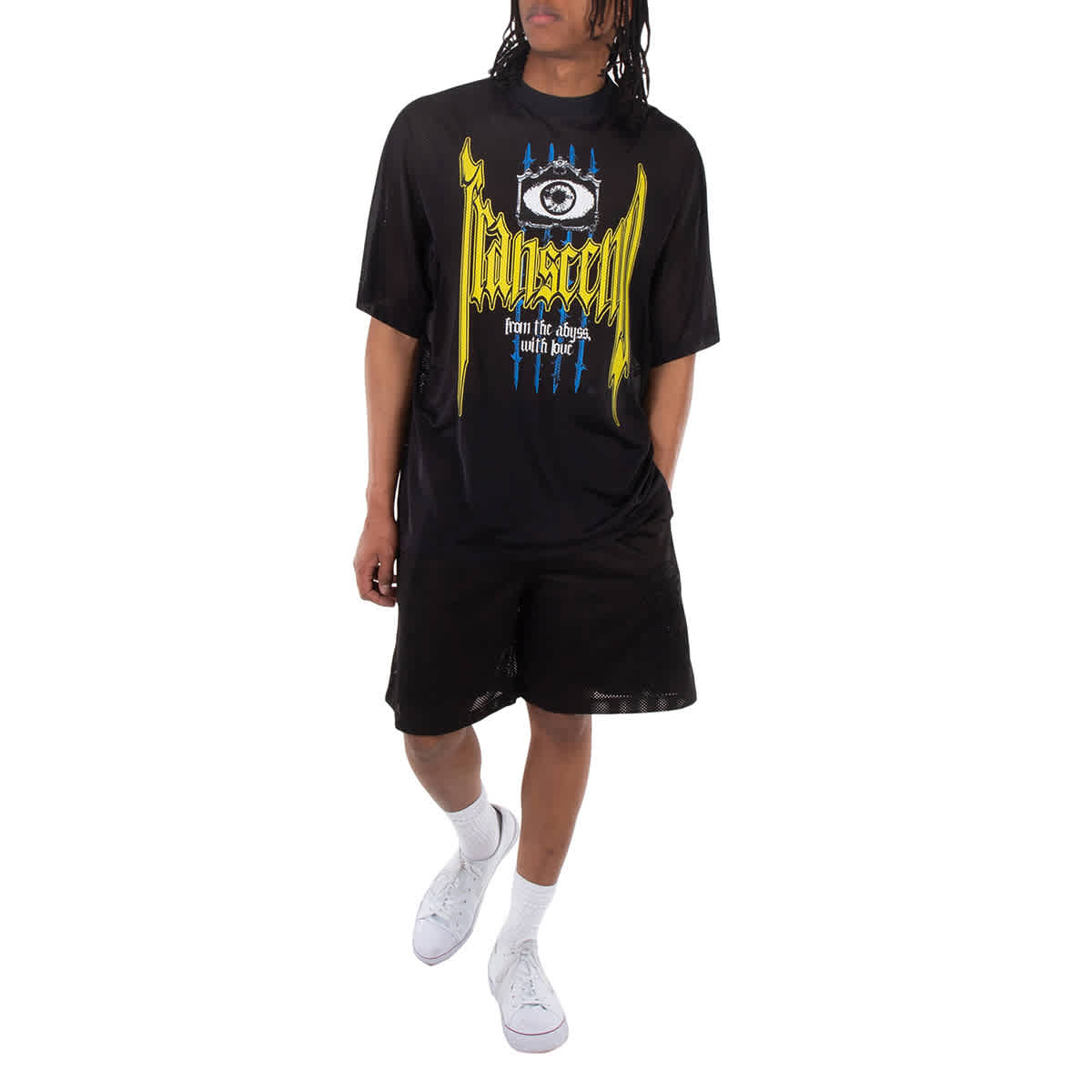 Burberry Slogan Print Nylon Mesh T-shirt