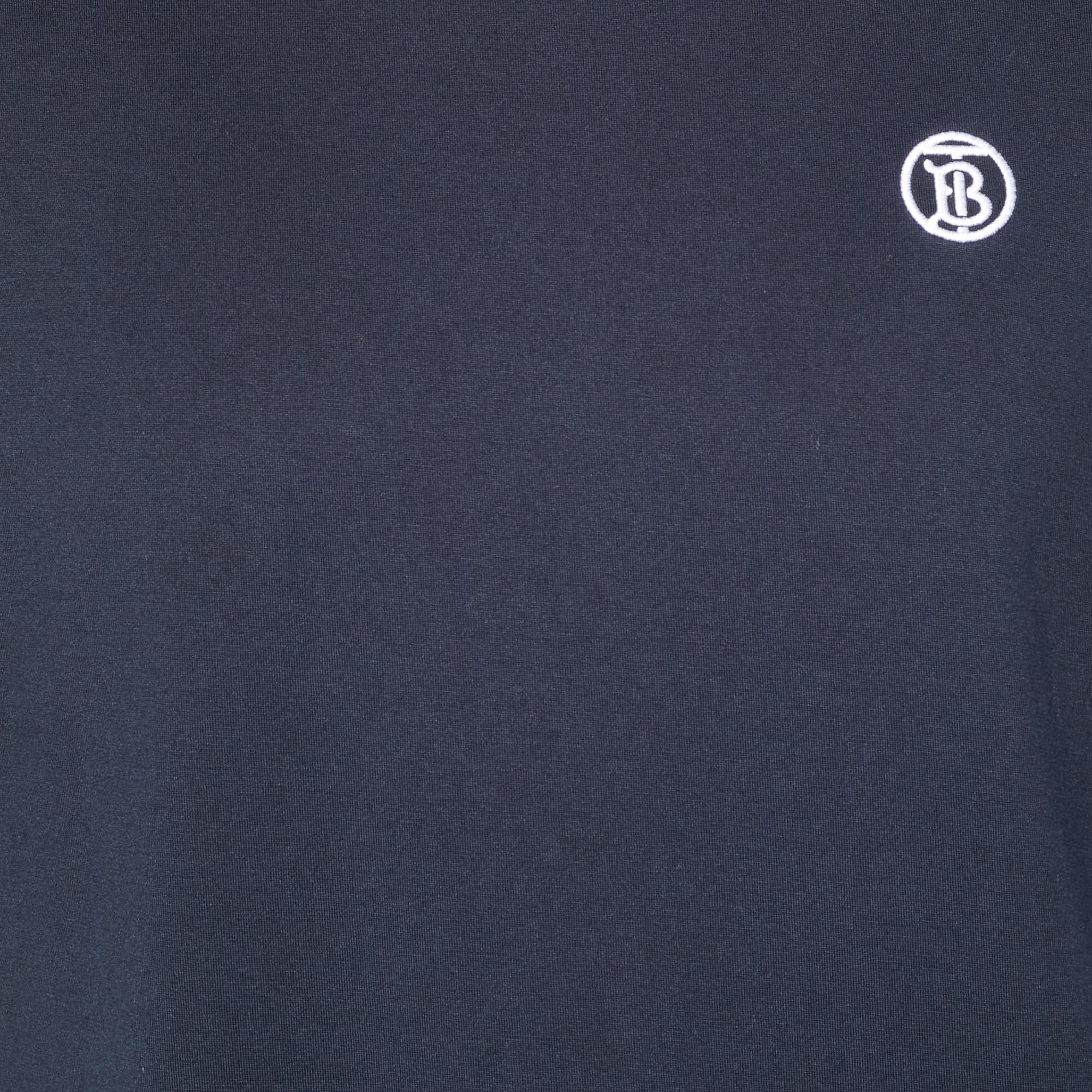 Burberry Navy Blue Jersey Crewneck T-Shirt