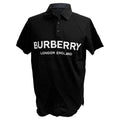 Burberry Luckland Logo Print Polo in Black Cotton