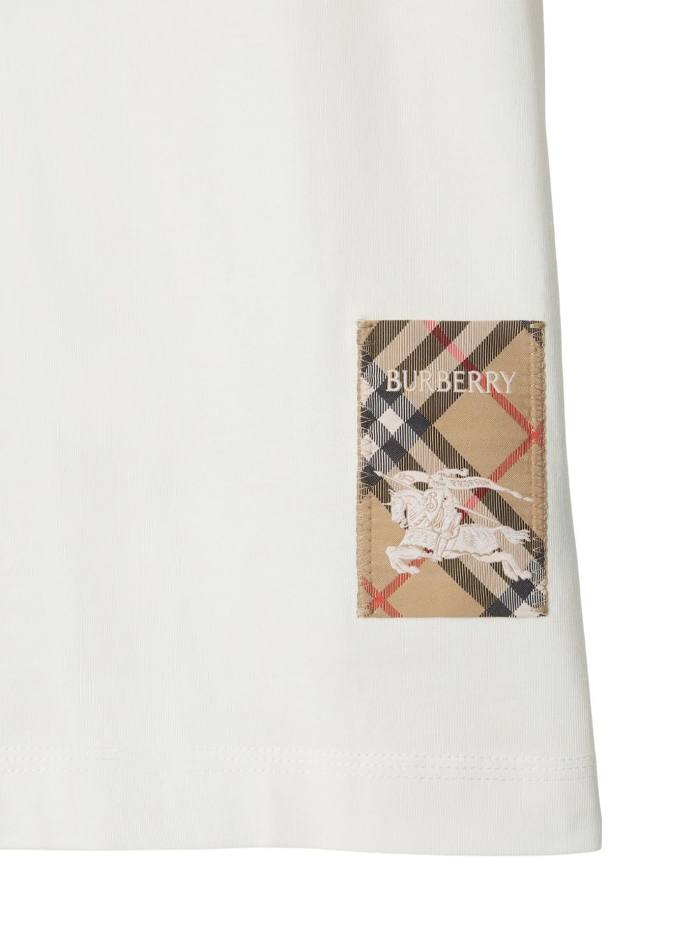 White Check Detail Cotton T-Shirt