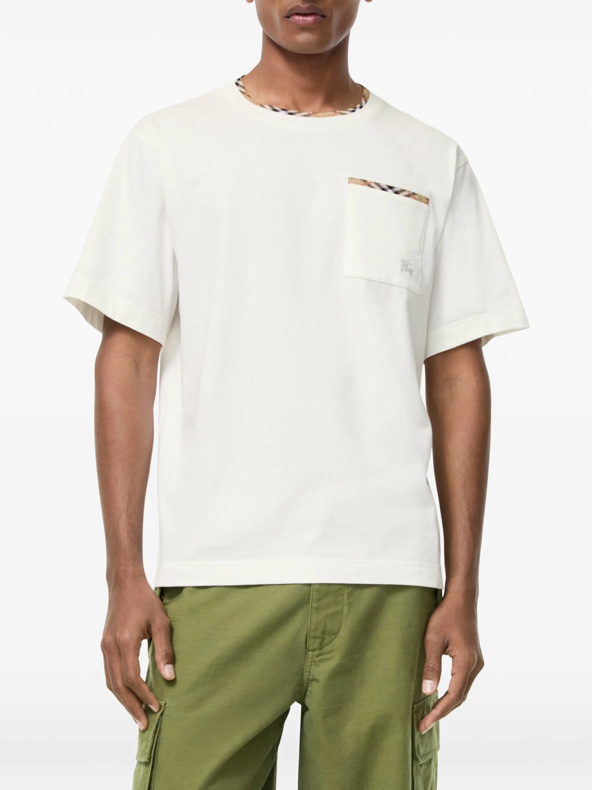 White Ryan Check-Pattern Cotton T-Shirt