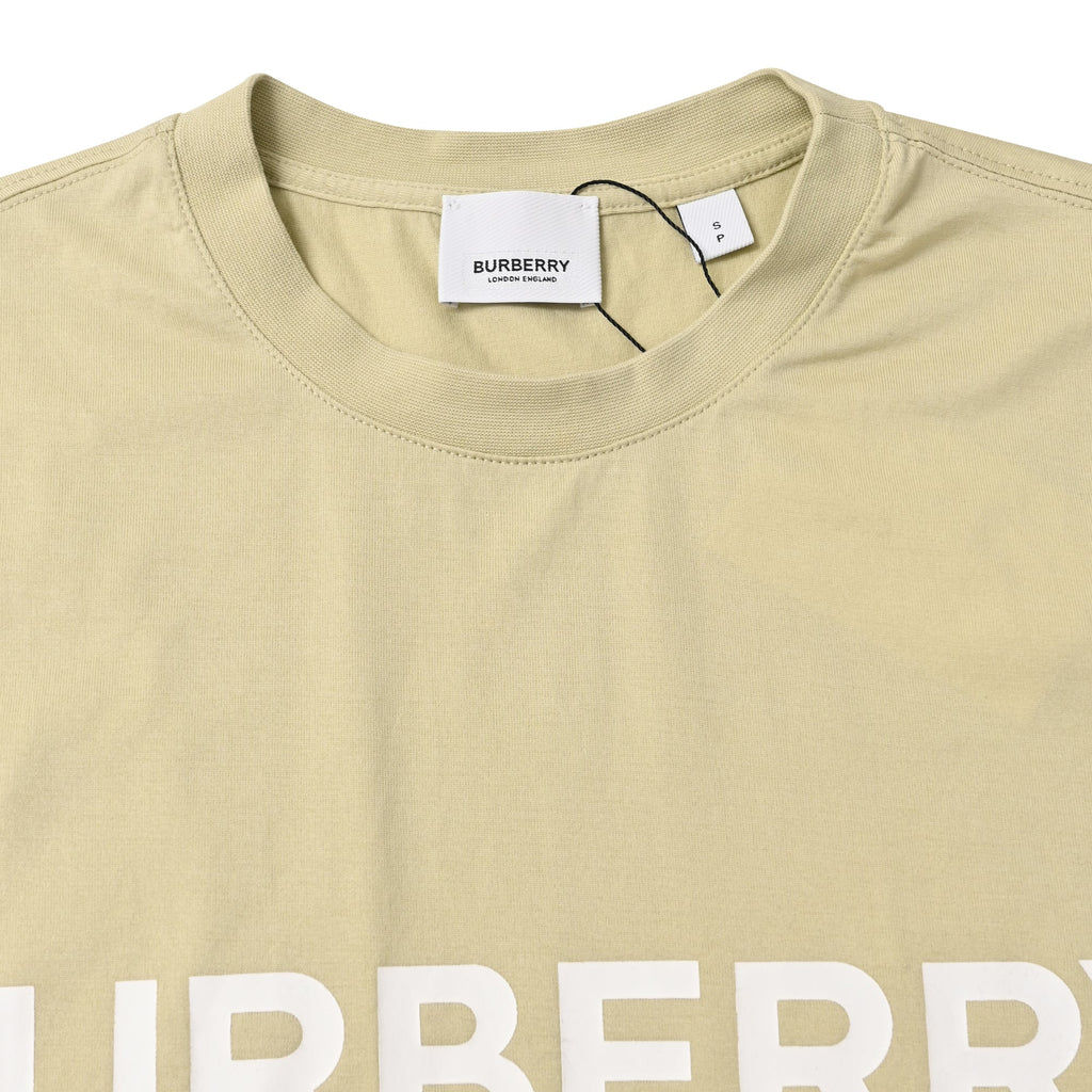 Burberry Logo-Print T-Shirt in Pale Green Cotton