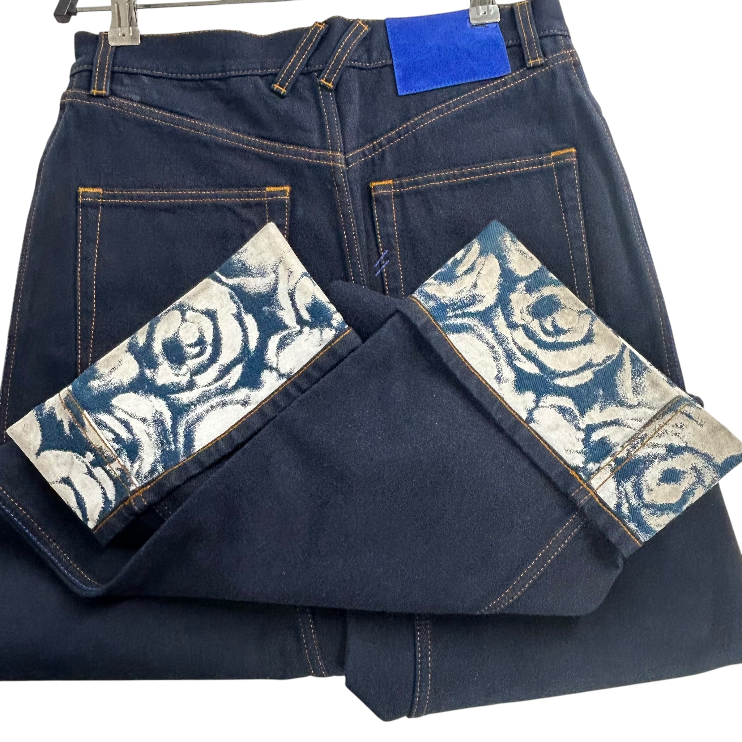 BURBERRY LONDON/Straight Pants/27/Denim/BLU/LOGO PATCH DENIM ROSE