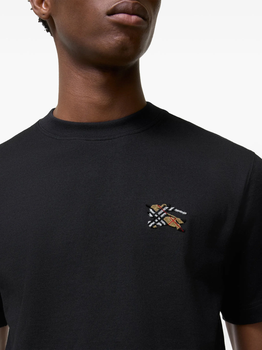 Black Seth Cotton Embroidered Logo T-Shirt