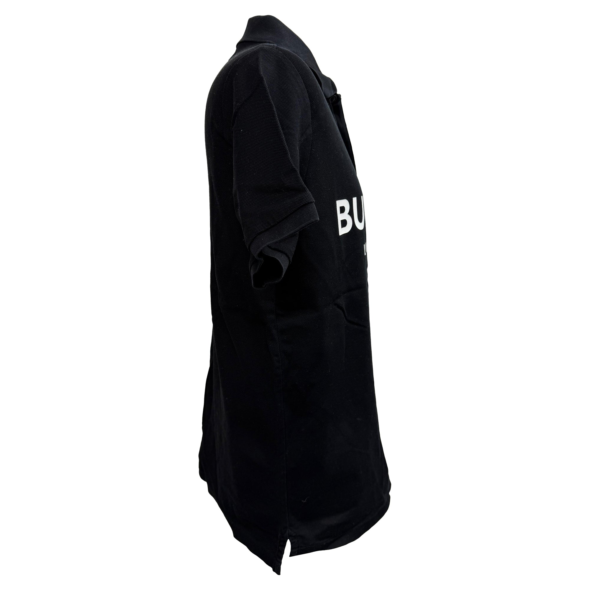 Burberry Luckland Logo Print Polo in Black Cotton