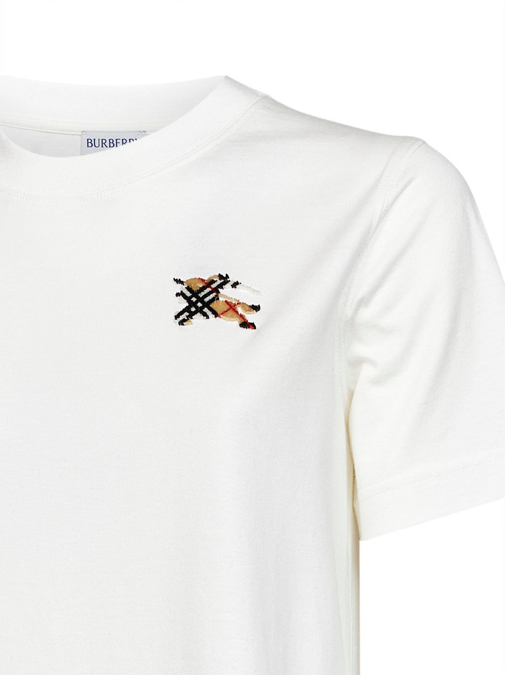 Burberry Women Chalk White Cotton T-Shirt With Knight Check