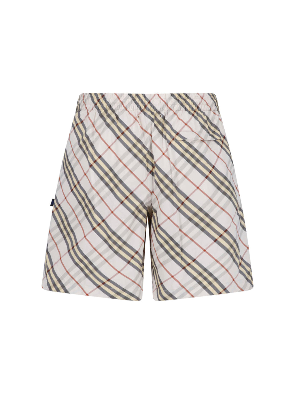 Beige Check Relaxed Drawstring Shorts