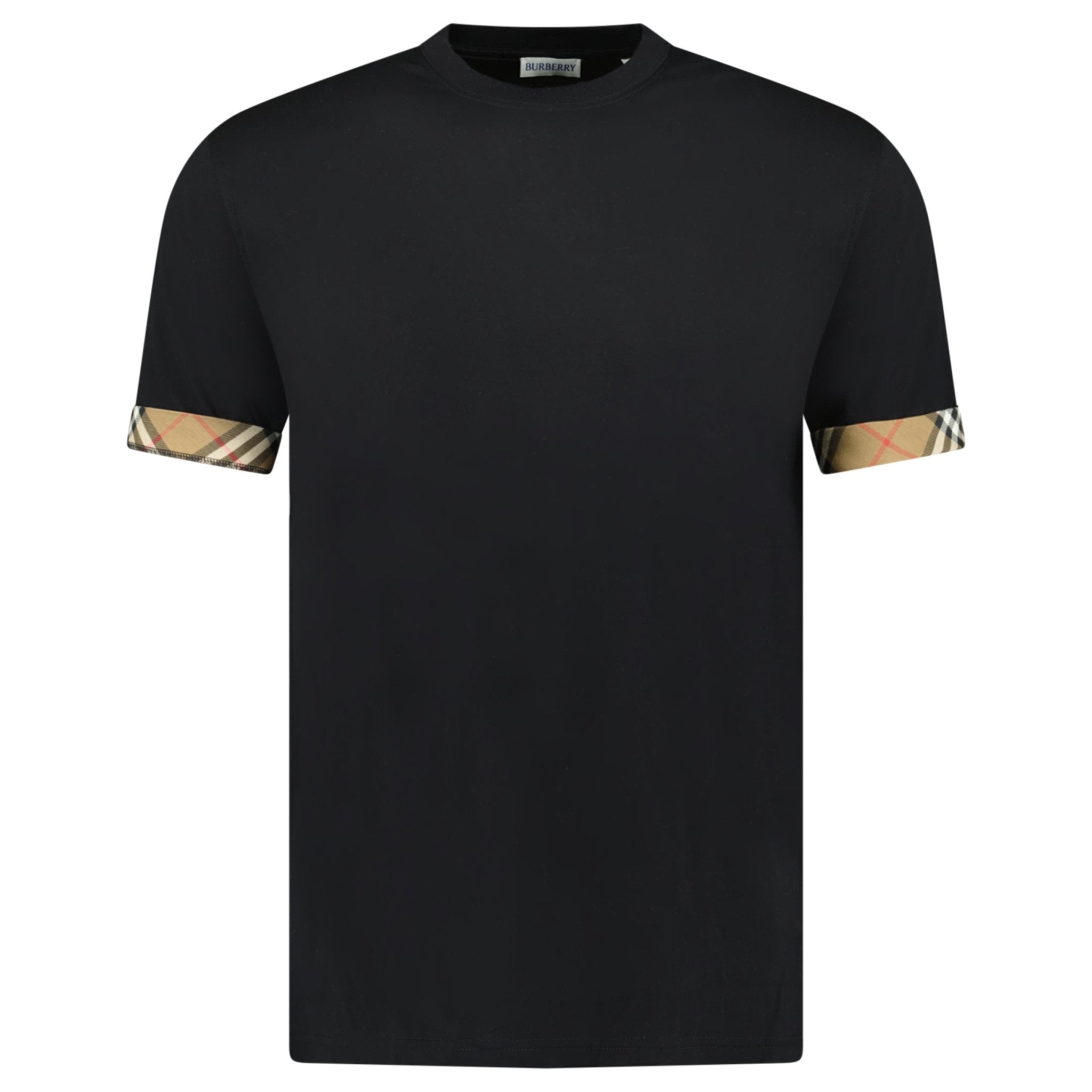 Burberry 'Ellison' Organic Cotton Check Sleeve Black