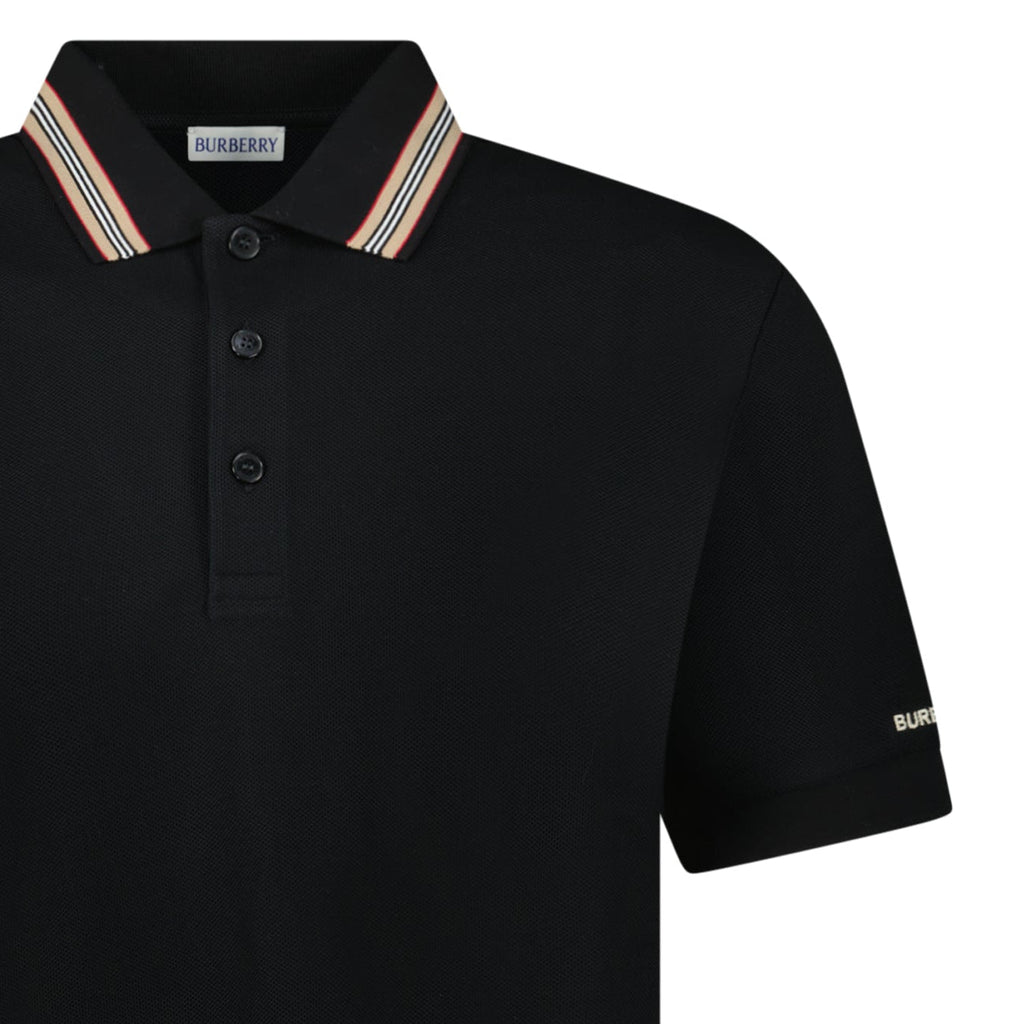 Burberry ‘Hartford’ Striped Check Polo Black