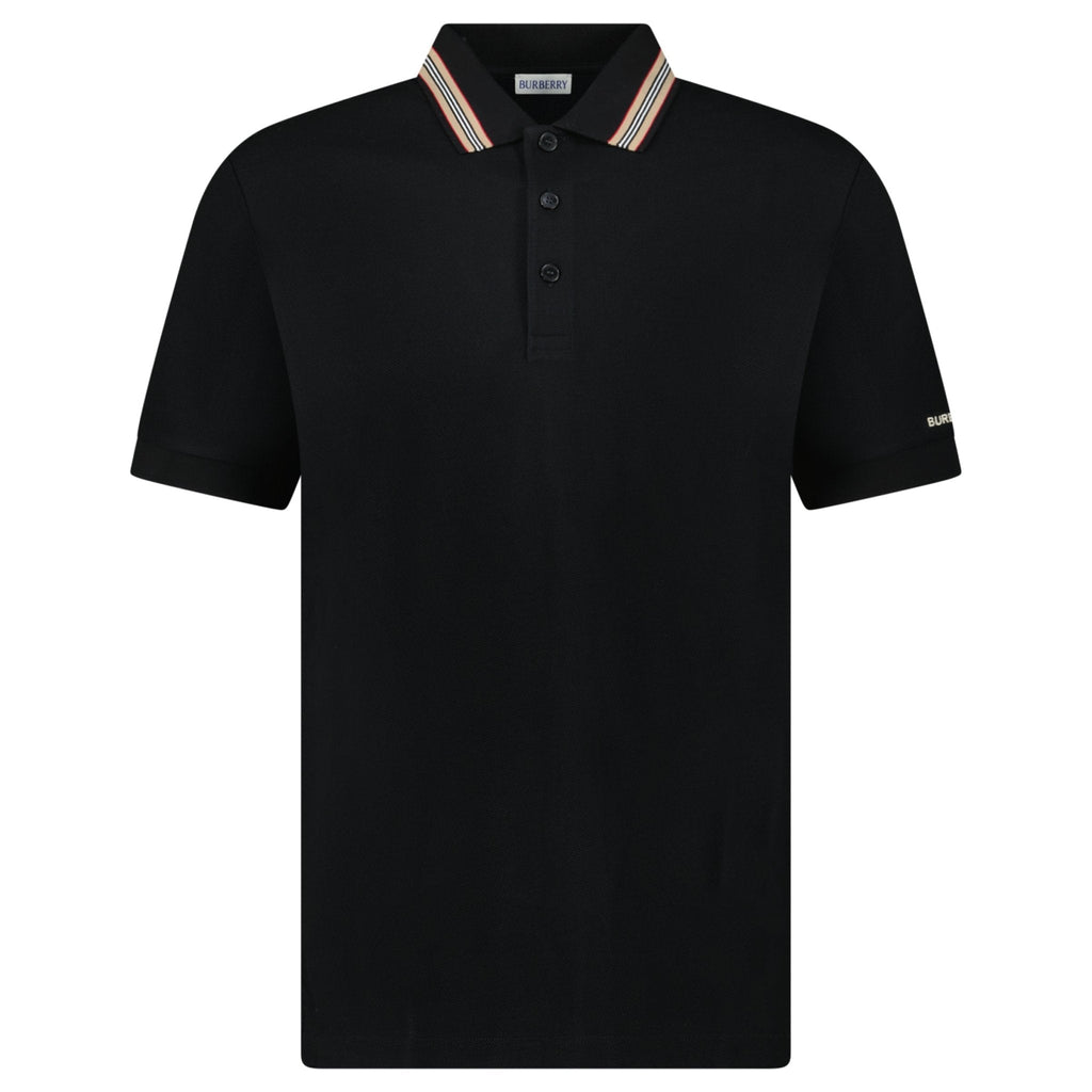 Burberry ‘Hartford’ Striped Check Polo Black