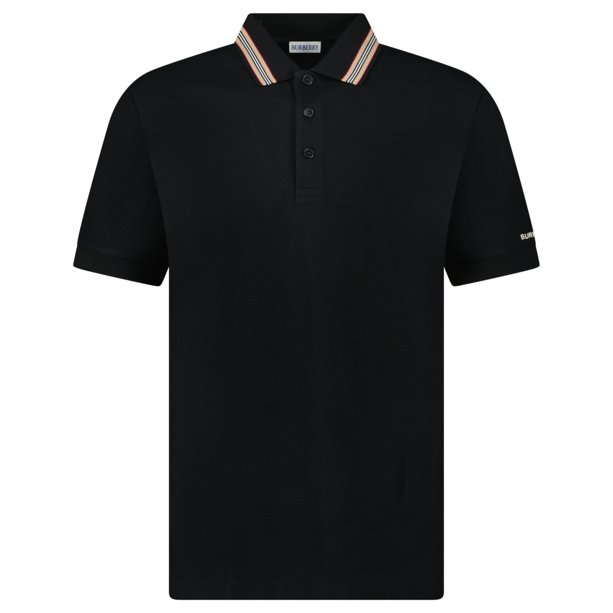 Burberry ‘Hartford’ Striped Check Polo Black