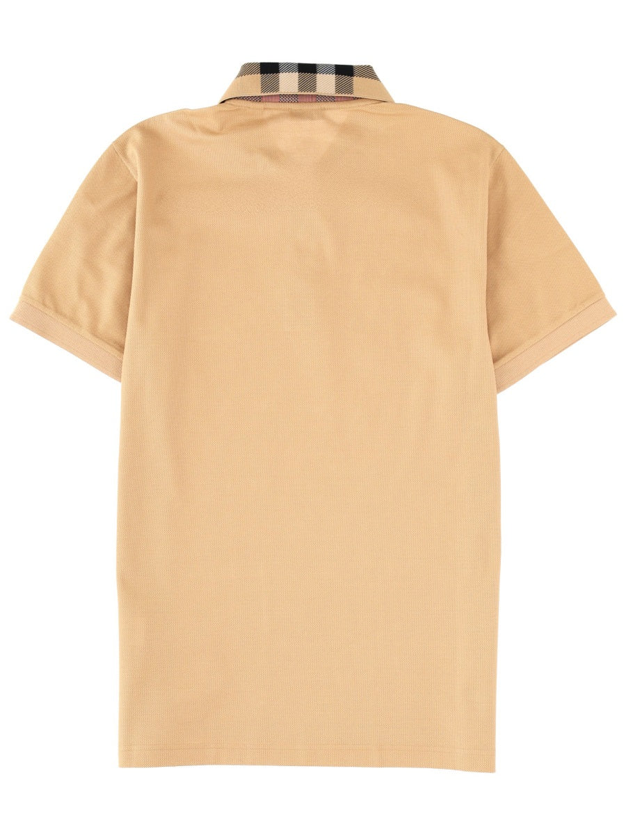 Neutrals Check Patterned Collar Polo Shirt