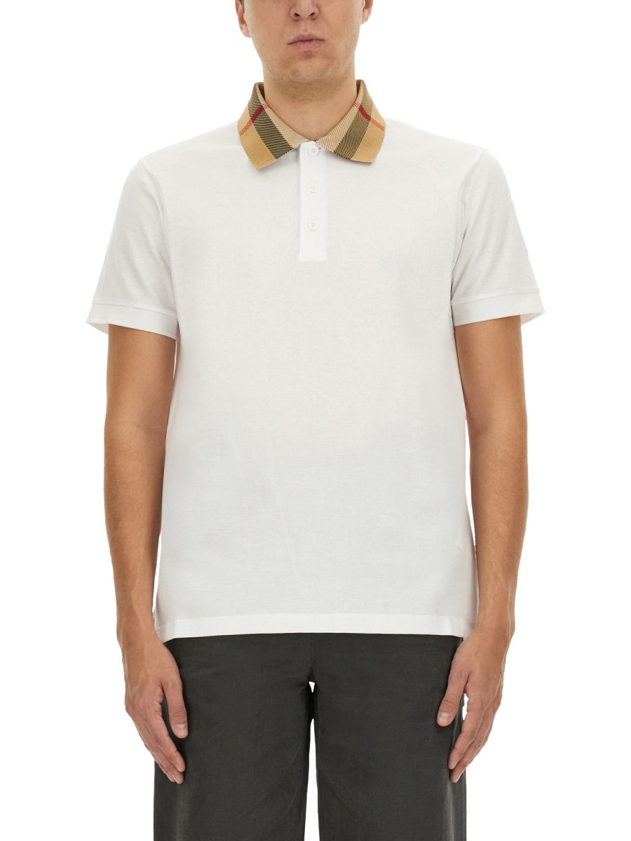 Slim Fit Check Collar Cotton Polo Shirt