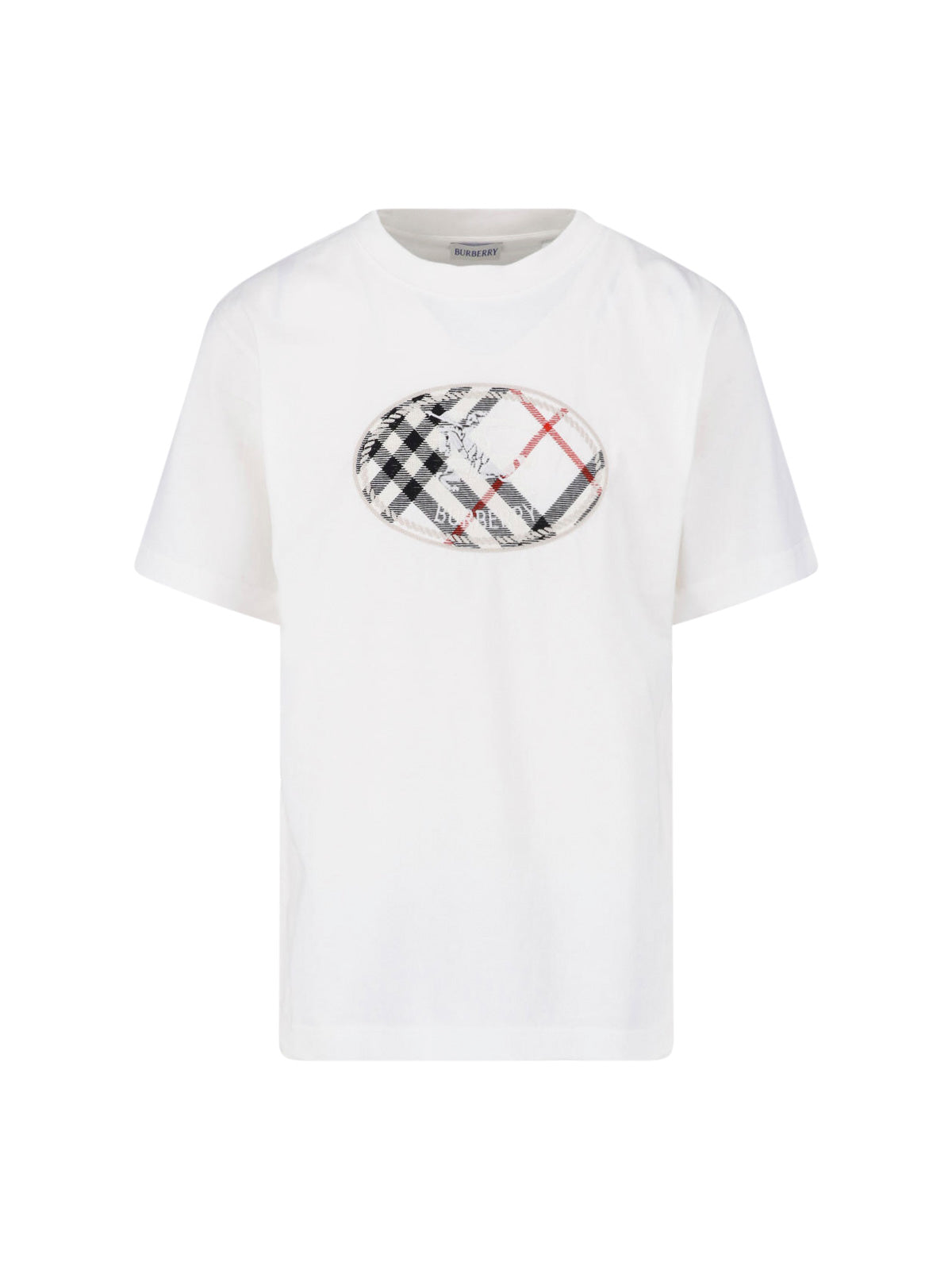 White Check Cotton T-Shirt