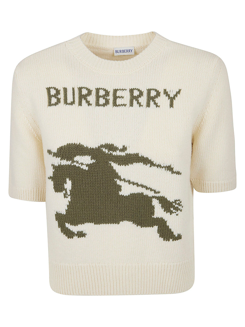 Wool-Cashmere Equestrian Knight Short-Sleeve Sweater