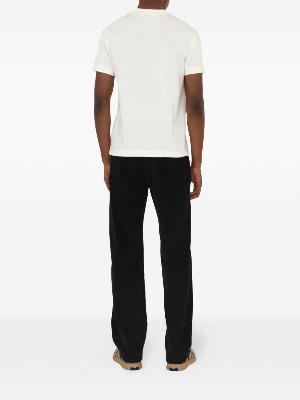 White Cotton Check Label T-Shirt