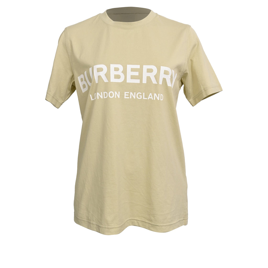 Burberry Logo-Print T-Shirt in Pale Green Cotton